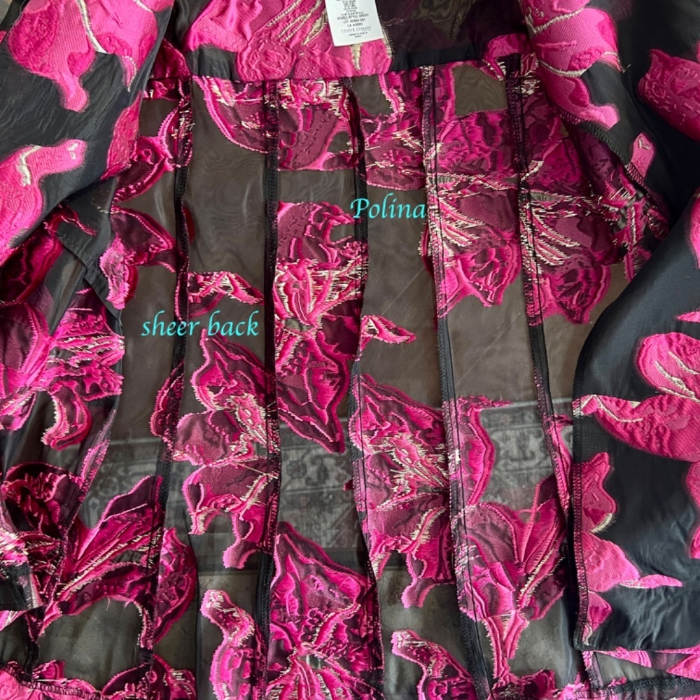 Frank Lyman Woven Metallic Sheer Organza Asymmetrical Jacket Size SP - gorgeous! - Picture 12 of 14